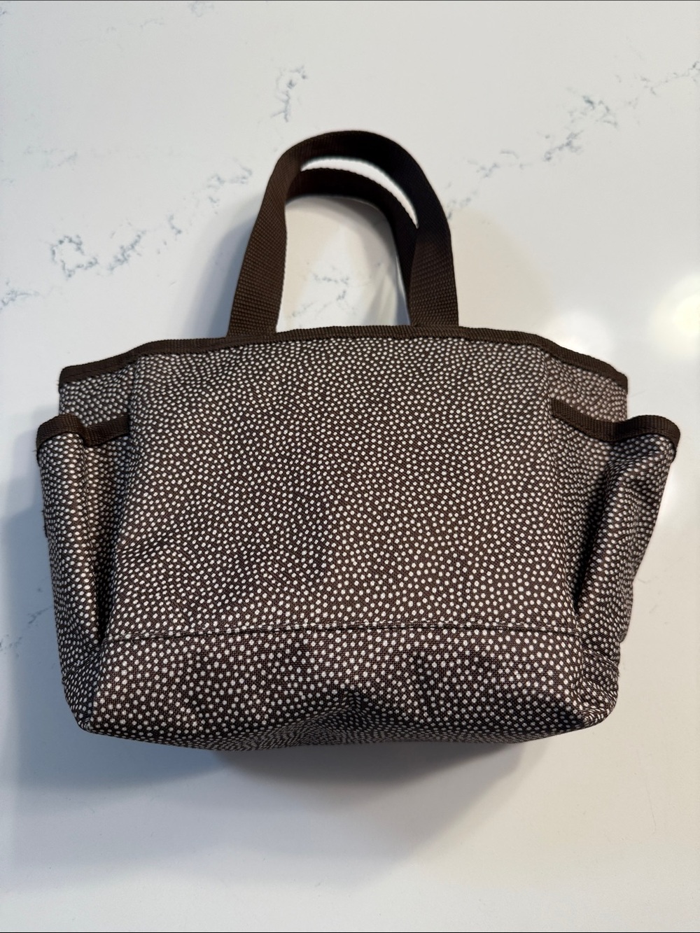 thirty-one Brown and White Dot Compact Tote with Dual Handles